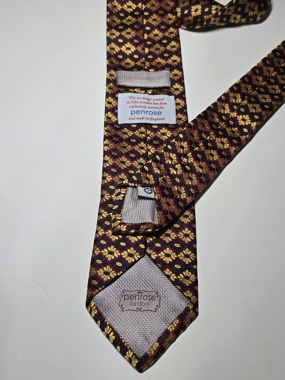 Men’s Burgundy & Gold Floral Silk Tie